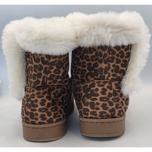 SO Winter Boots Paulina Leopard Print Faux Fur Lined Womens Size 8 No Box - Picture 3 of 12